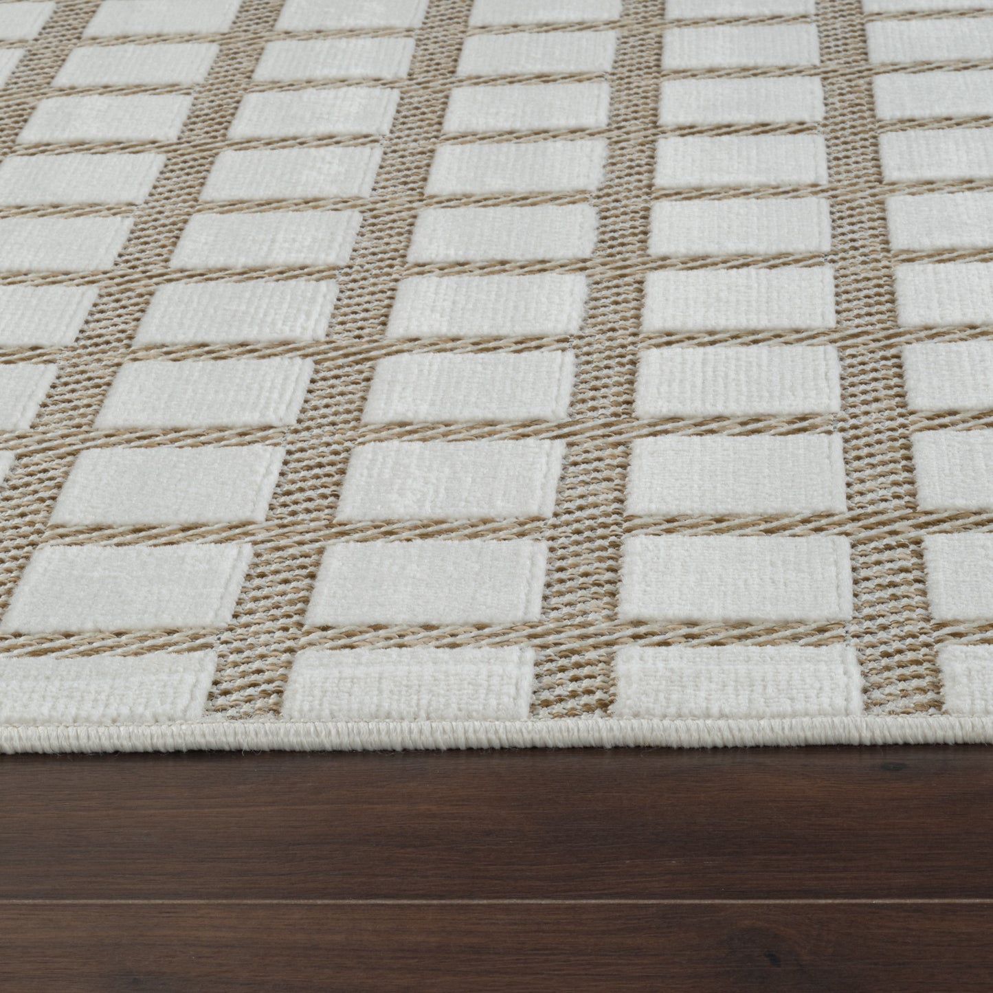 Alfombra moderna beige a cuadros Maise