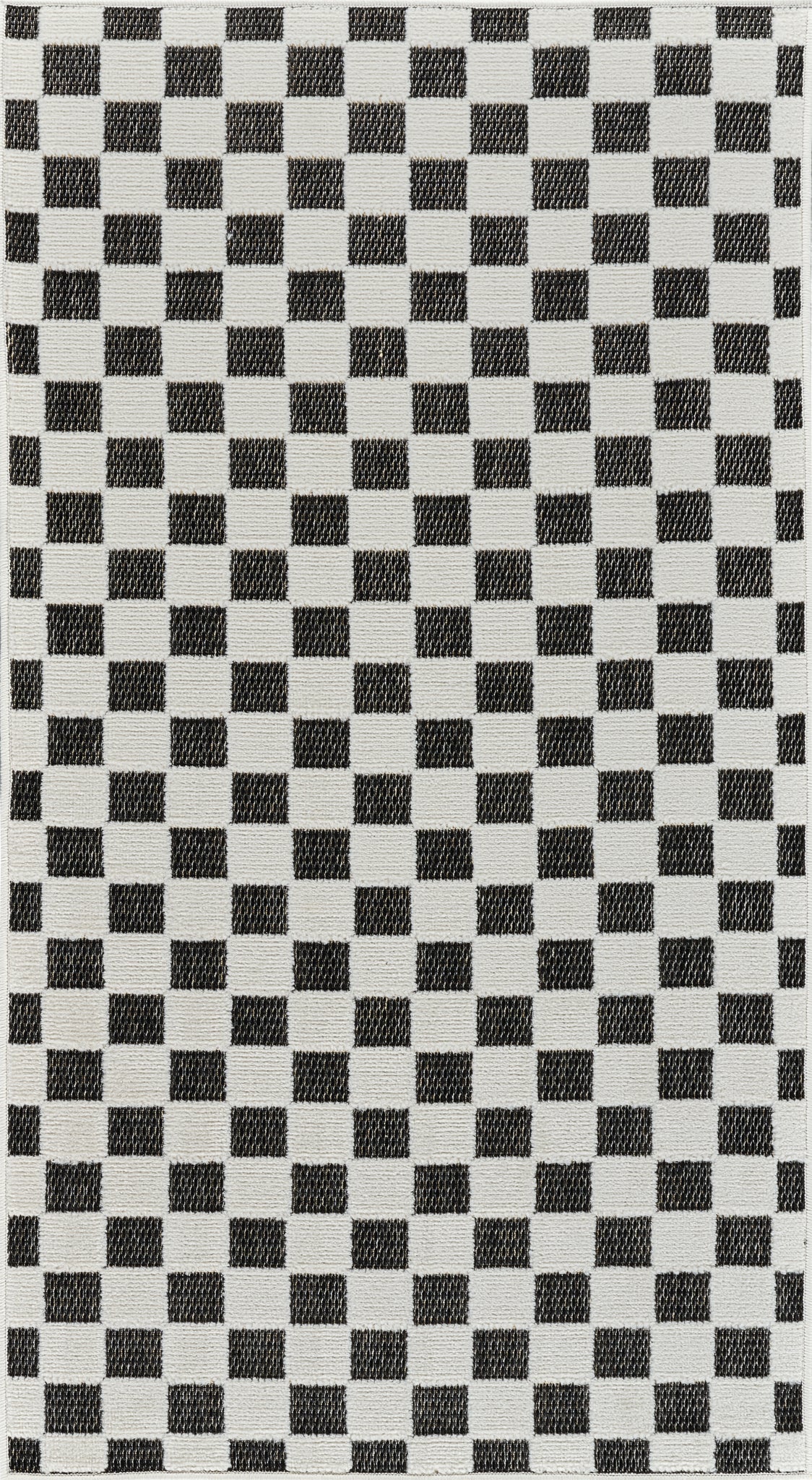 Misbah Checkered Contemporary Black and White Indoor Rug