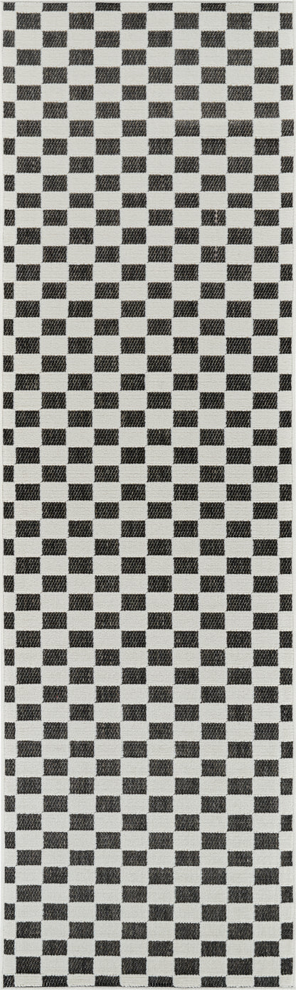Misbah Checkered Contemporary Black and White Indoor Rug
