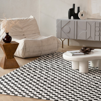 Maise Checkered Modern Black Rug
