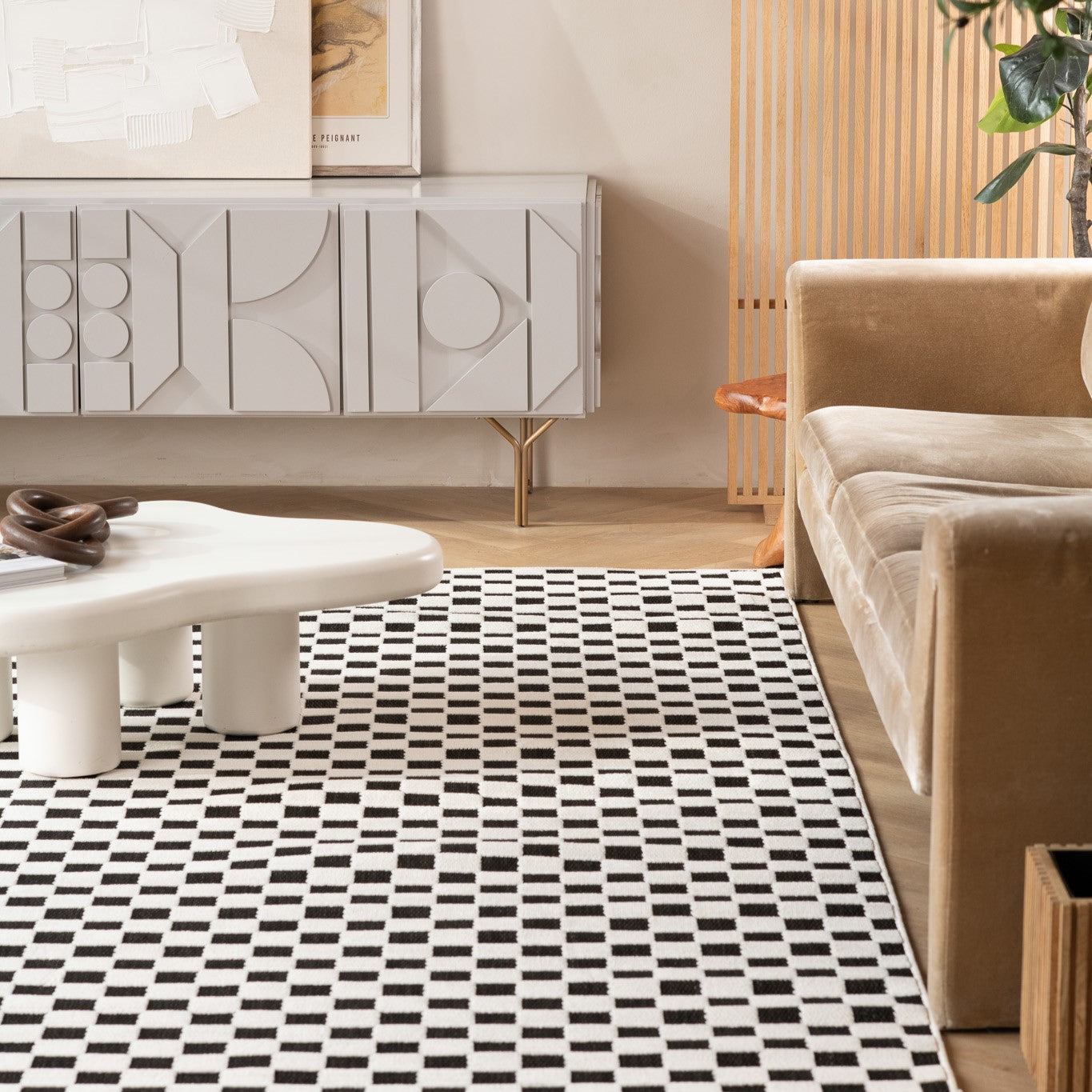 Maise Checkered Modern Black Rug