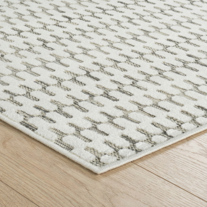 Safi Geometric Contemporary Cream and Beige Indoor Rug