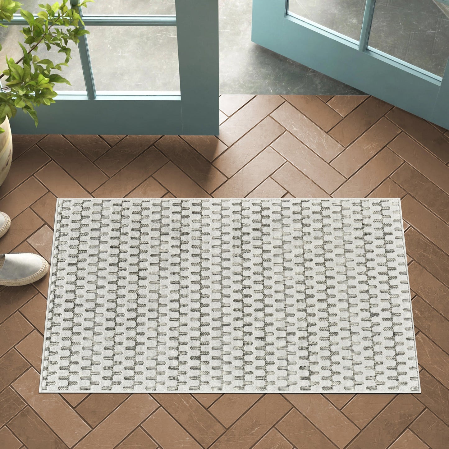 Tapis crème moderne abstrait Maise