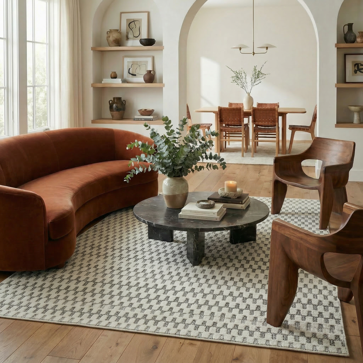 Safi Geometric Contemporary Cream and Beige Indoor Rug