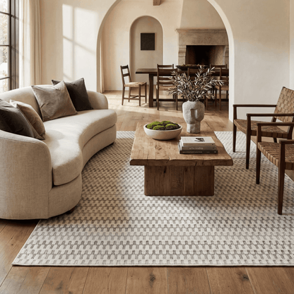 Safi Geometric Contemporary Cream and Beige Indoor Rug
