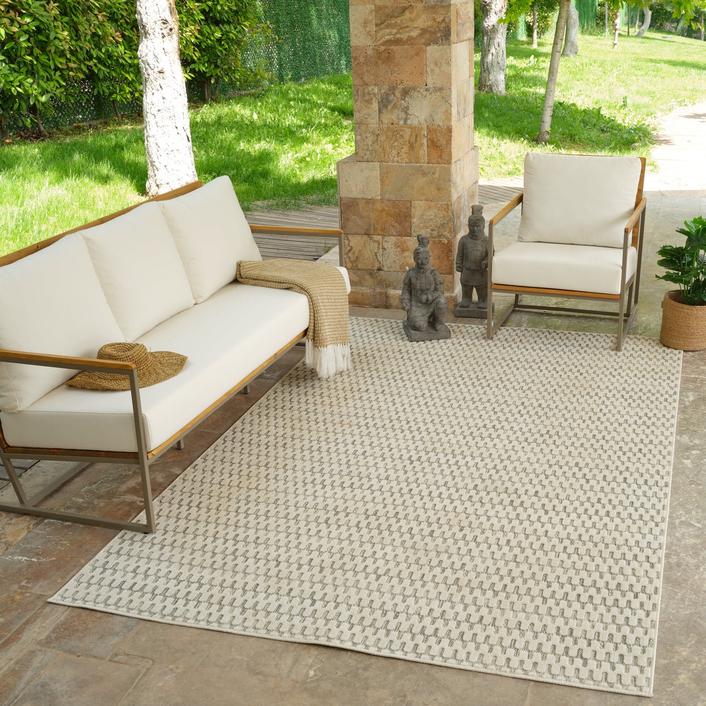 Tapis crème moderne abstrait Maise