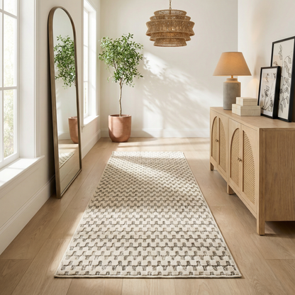 Safi Geometric Contemporary Cream and Beige Indoor Rug