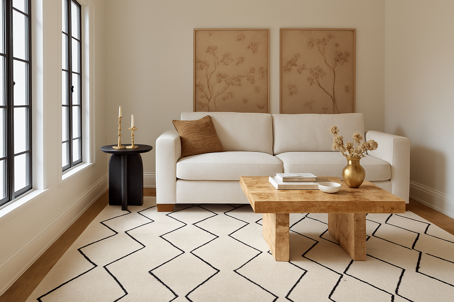 Tapis beige marocain Maya Boho