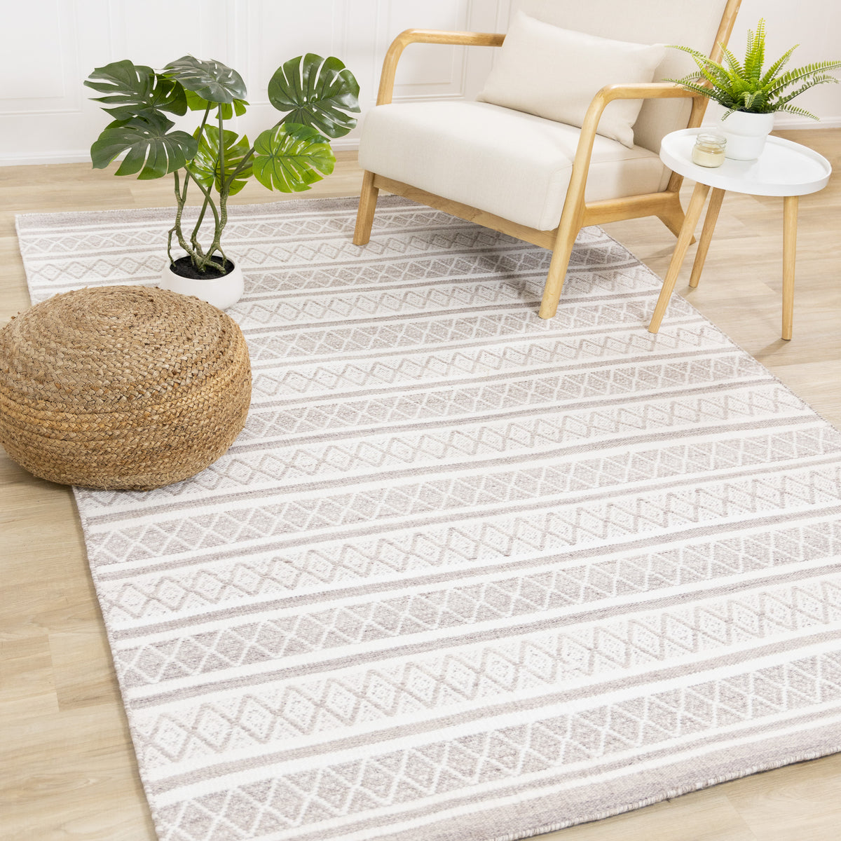 Contemporary Geometric Cream Area Rug