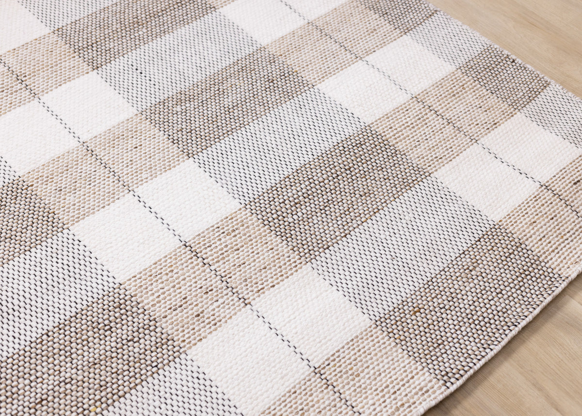 Contemporary Geometric Plaid Cream Area Rug