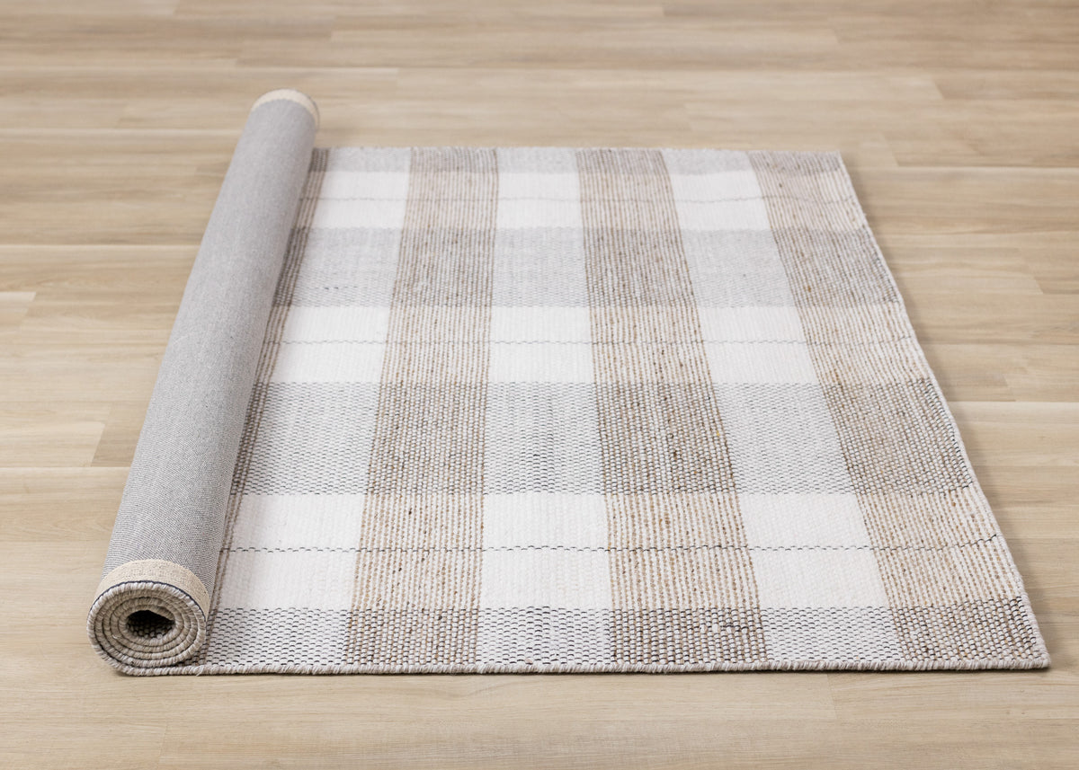 Contemporary Geometric Plaid Cream Area Rug