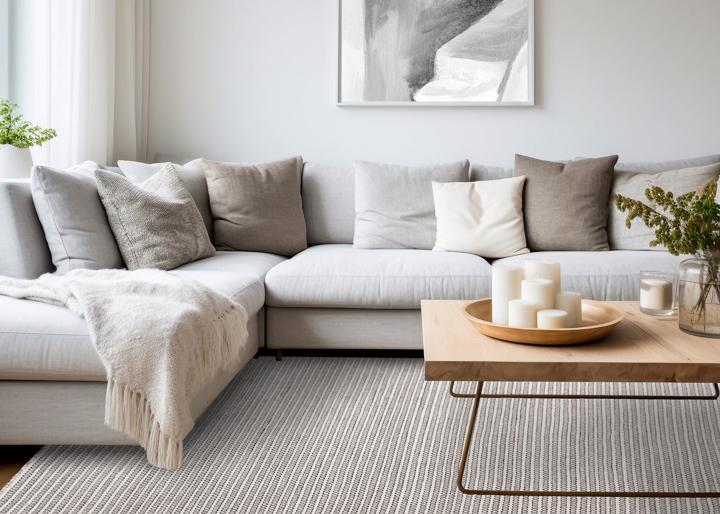 Contemporary Stripes White Area Rug