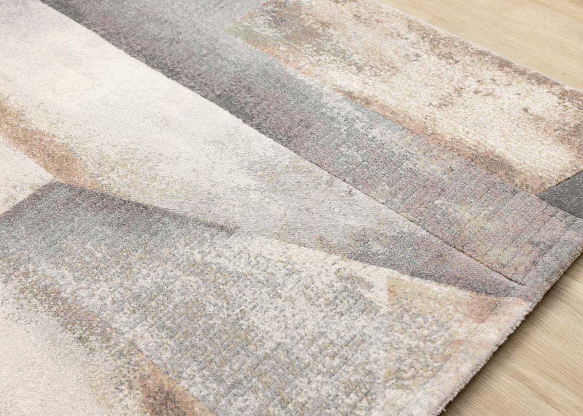 Contemporary Distressed Geometric Grey Area Rug