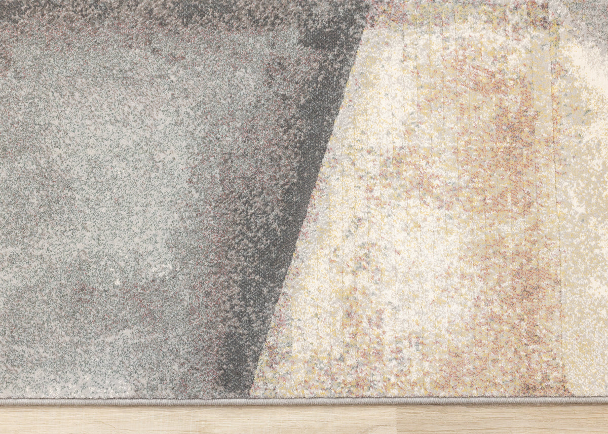 Contemporary Distressed Geometric Grey Area Rug