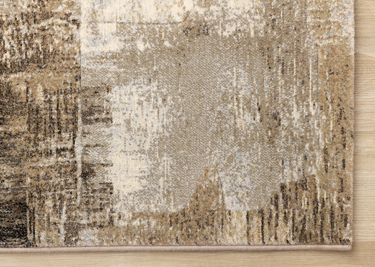 Contemporary Distressed Geometric Cream Area Rug