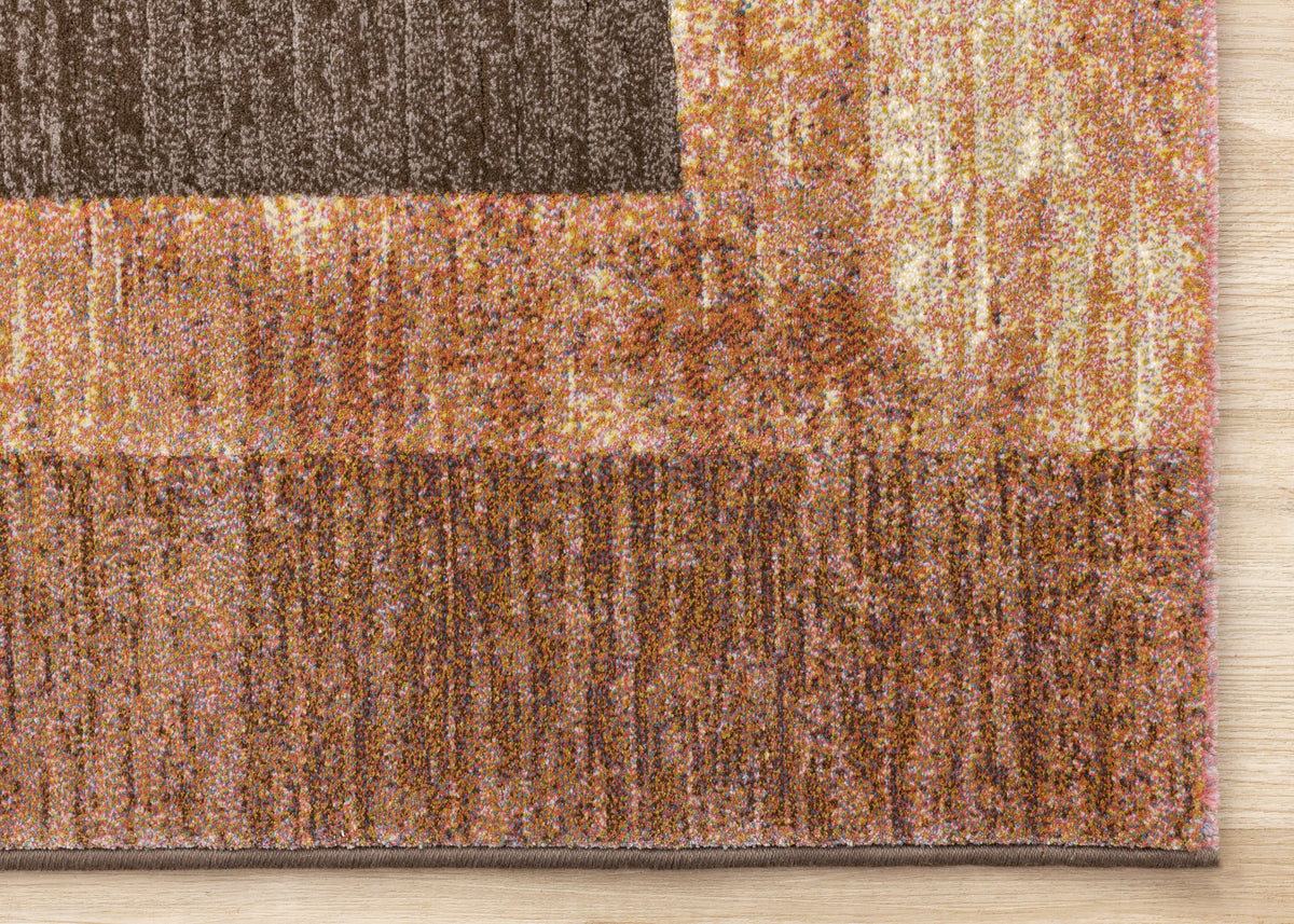 Contemporary Border Distressed Orange Area Rug