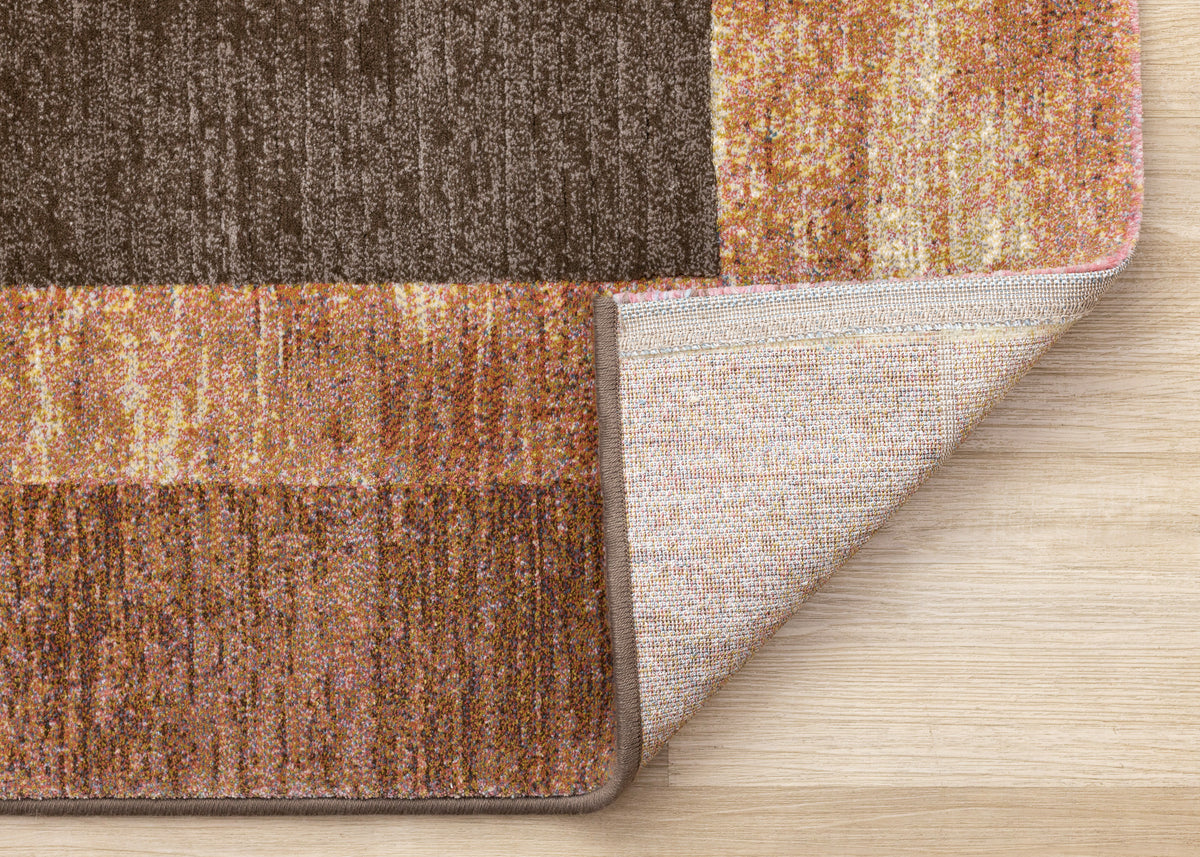 Contemporary Border Distressed Orange Area Rug