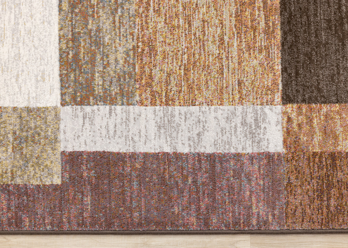 Contemporary Border Distressed Orange Area Rug