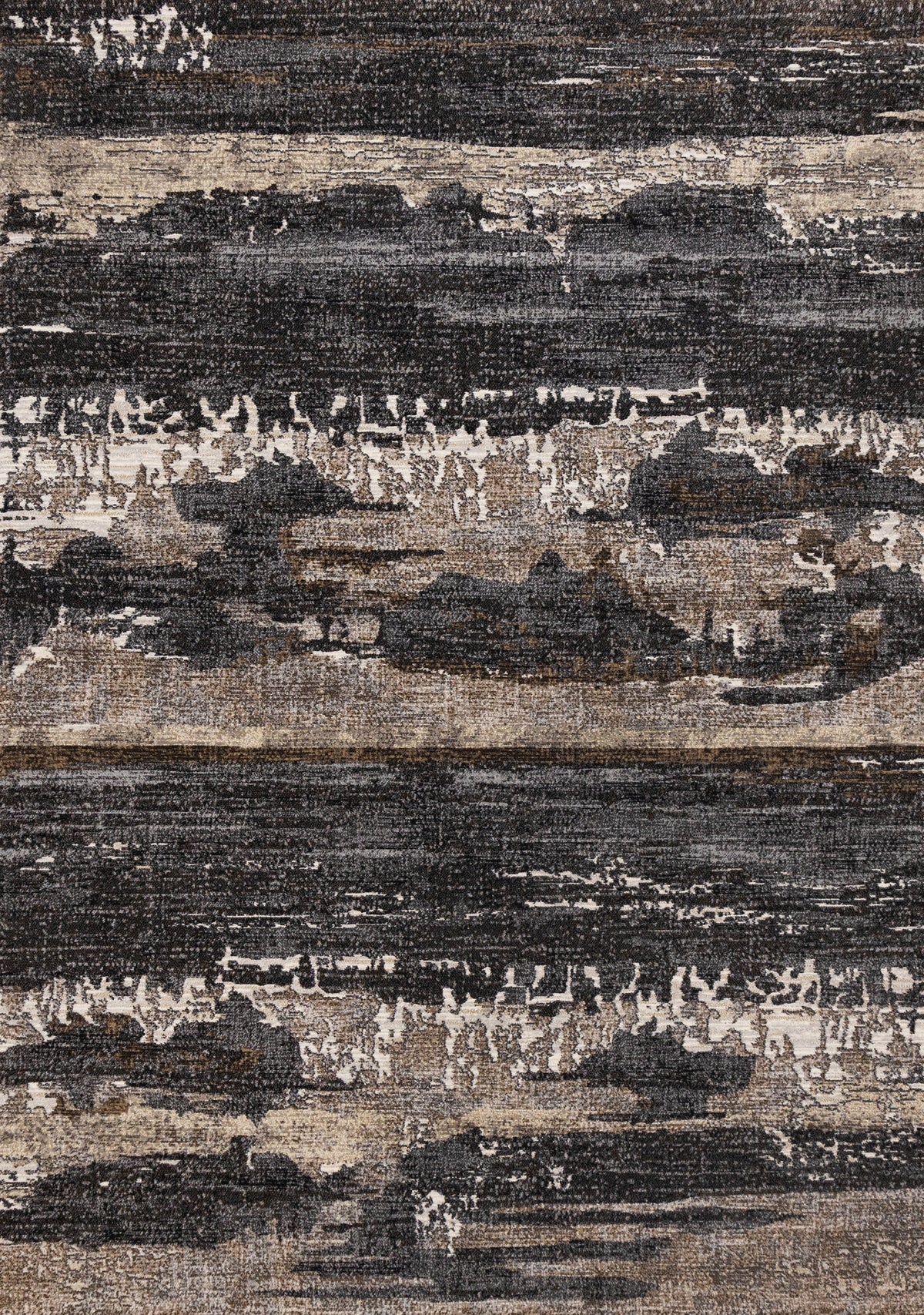 Tapis contemporain vieilli organique gris