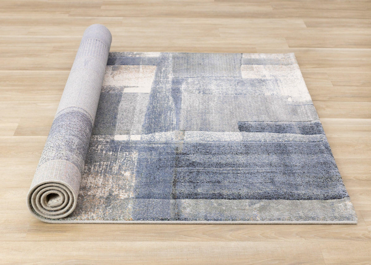 Contemporary Distressed Organic Blue Area Rug