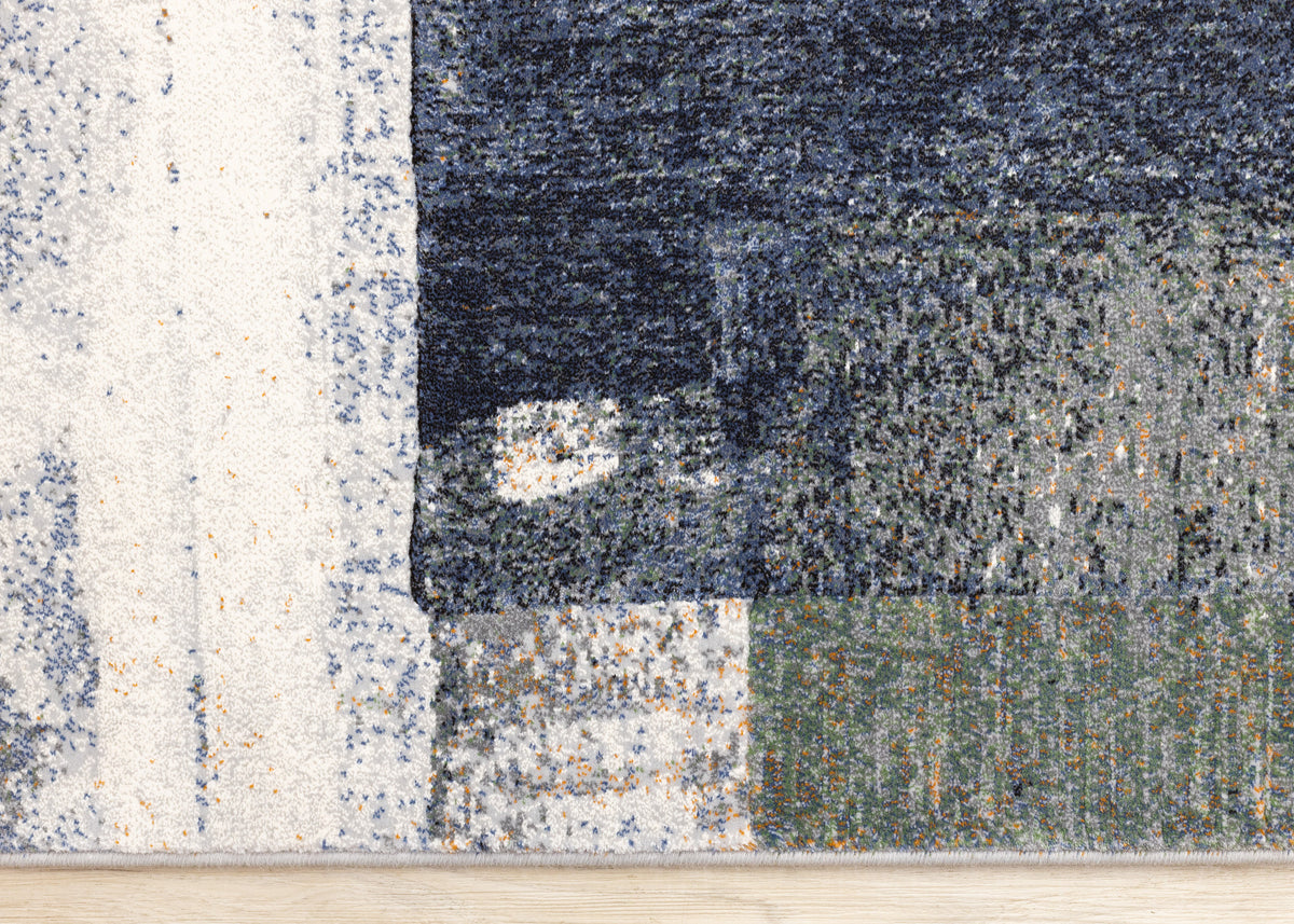 Contemporary Distressed Organic Blue Area Rug