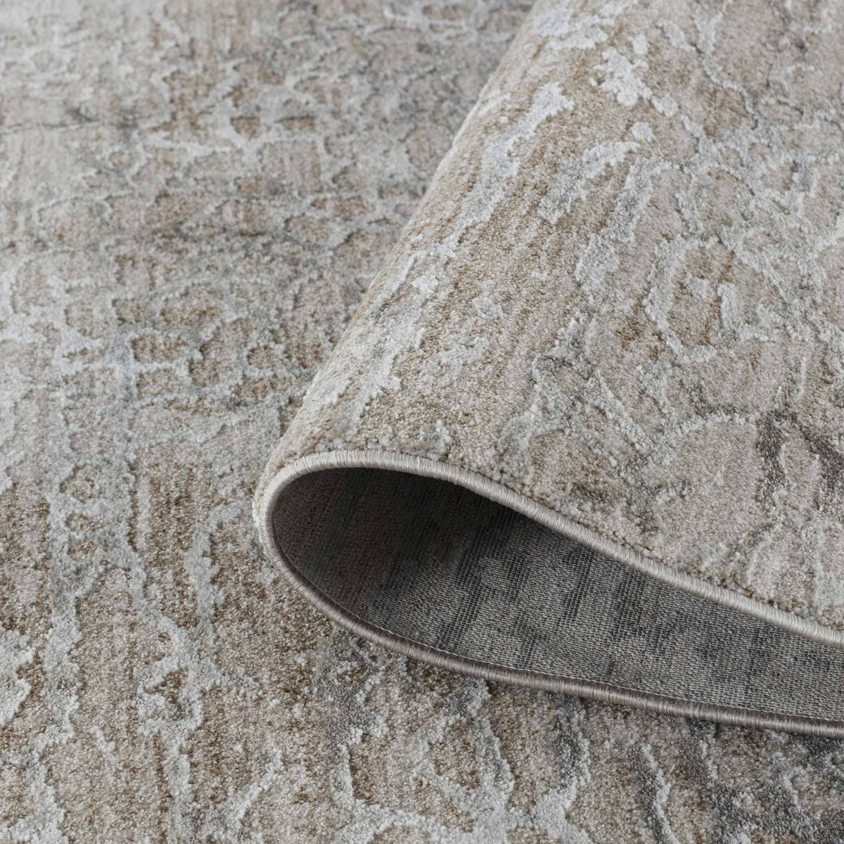 Tapis Elio abstrait vieilli contemporain beige et marron