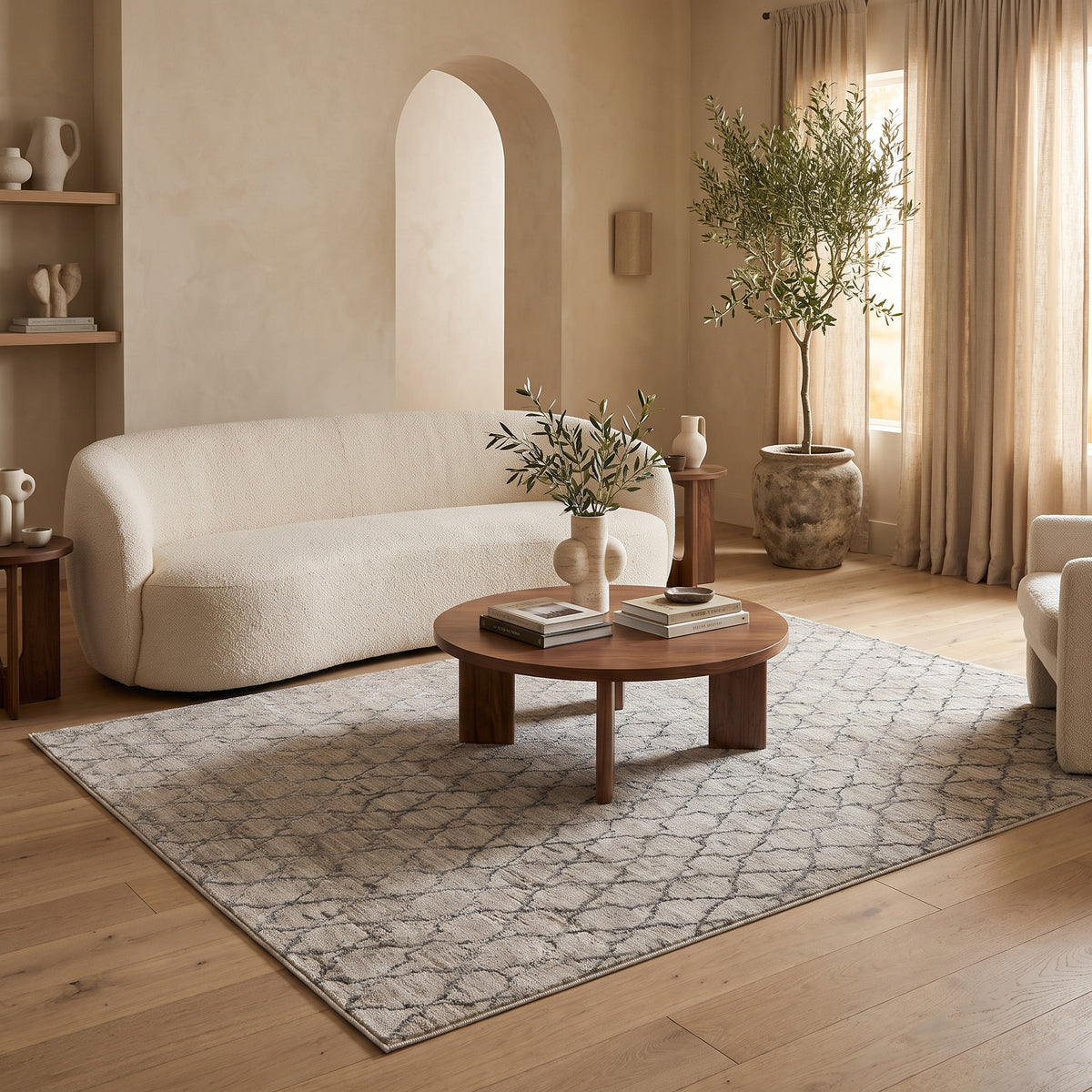 Aeris Geometric Contemporary Beige and Brown Indoor Rug