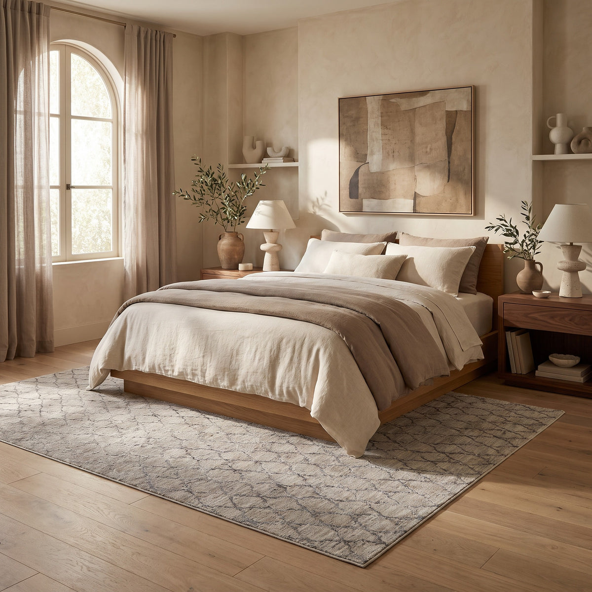 Aeris Geometric Contemporary Beige and Brown Indoor Rug