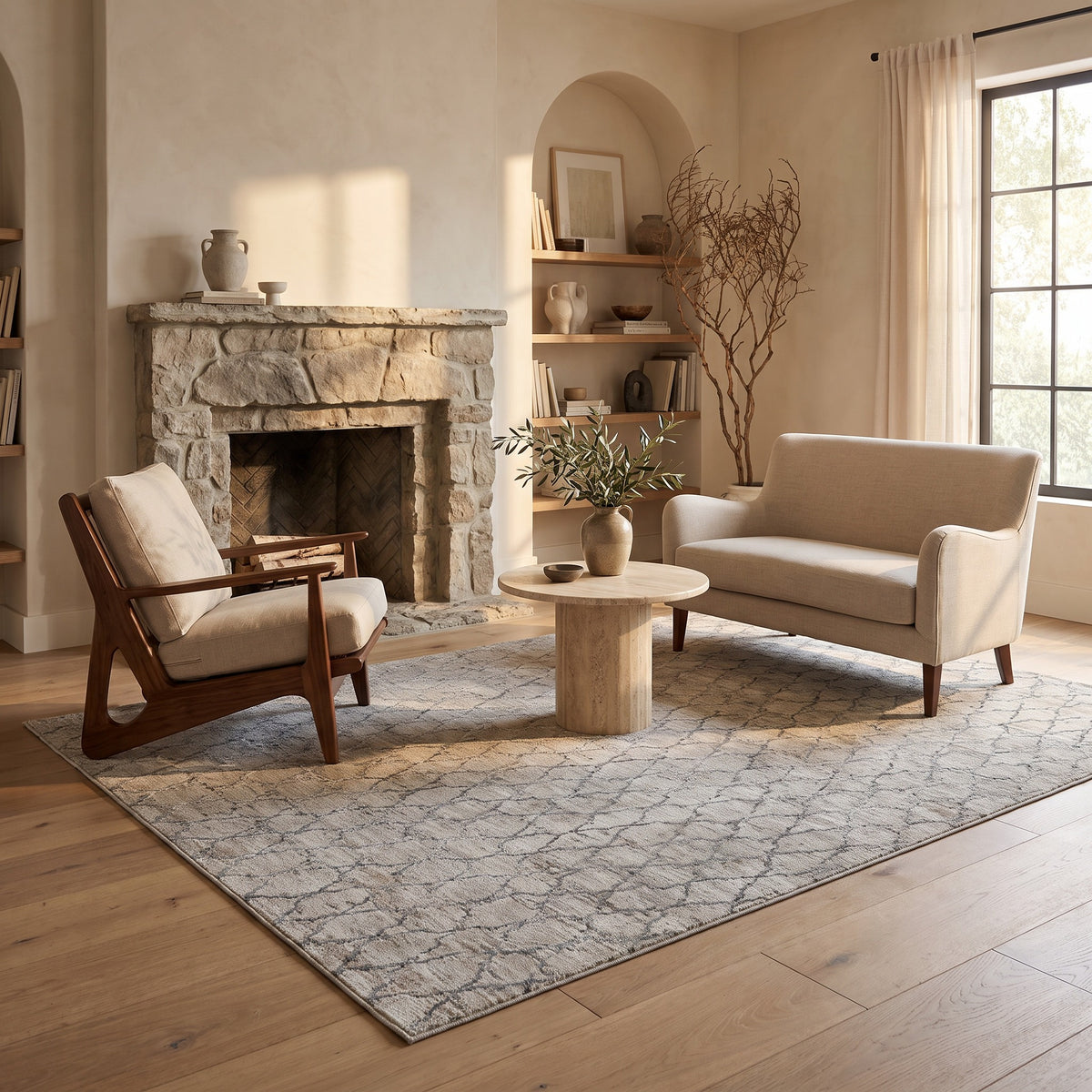 Aeris Geometric Contemporary Beige and Brown Indoor Rug