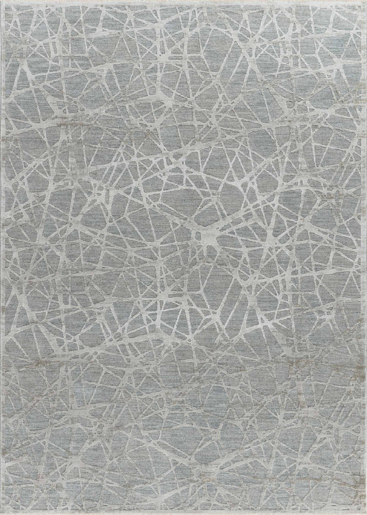 Tapis Vetra abstrait à motif toile contemporain bleu et beige