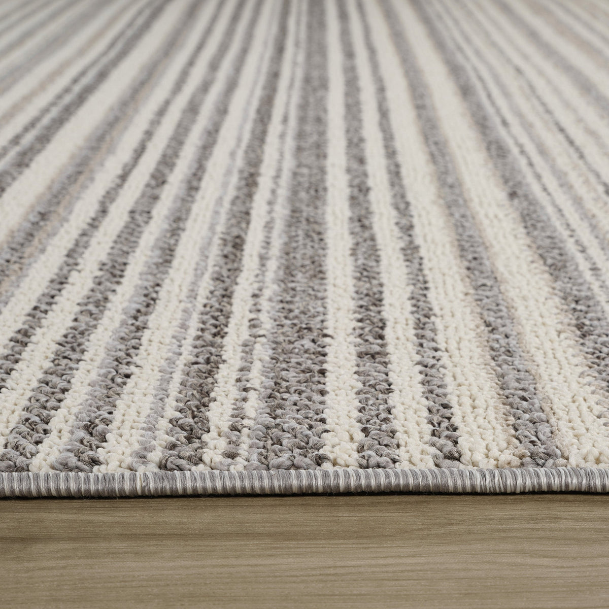 Sena Striped Contemporary Grey and Beige Indoor Rug