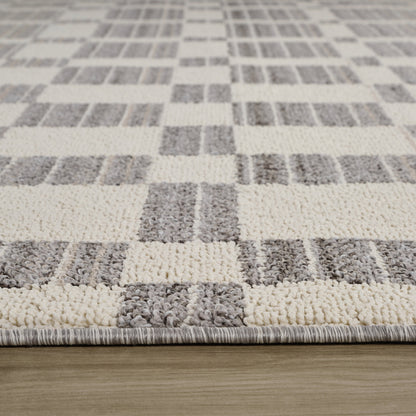 Kashi Geometric Contemporary Grey and Beige Indoor Rug