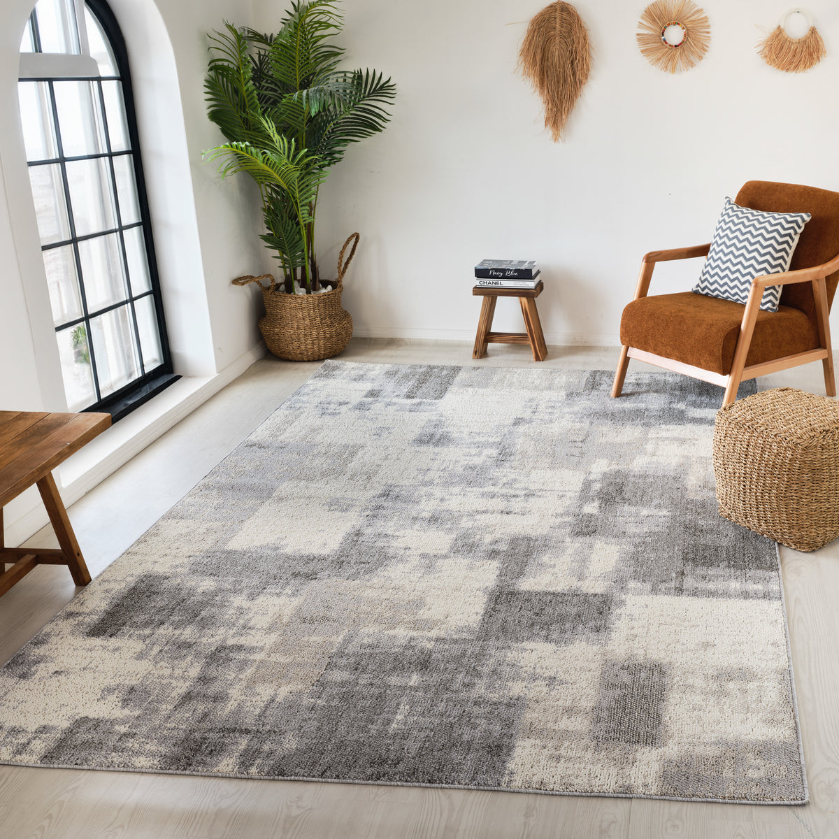 Tapis Avenir abstrait contemporain gris et beige