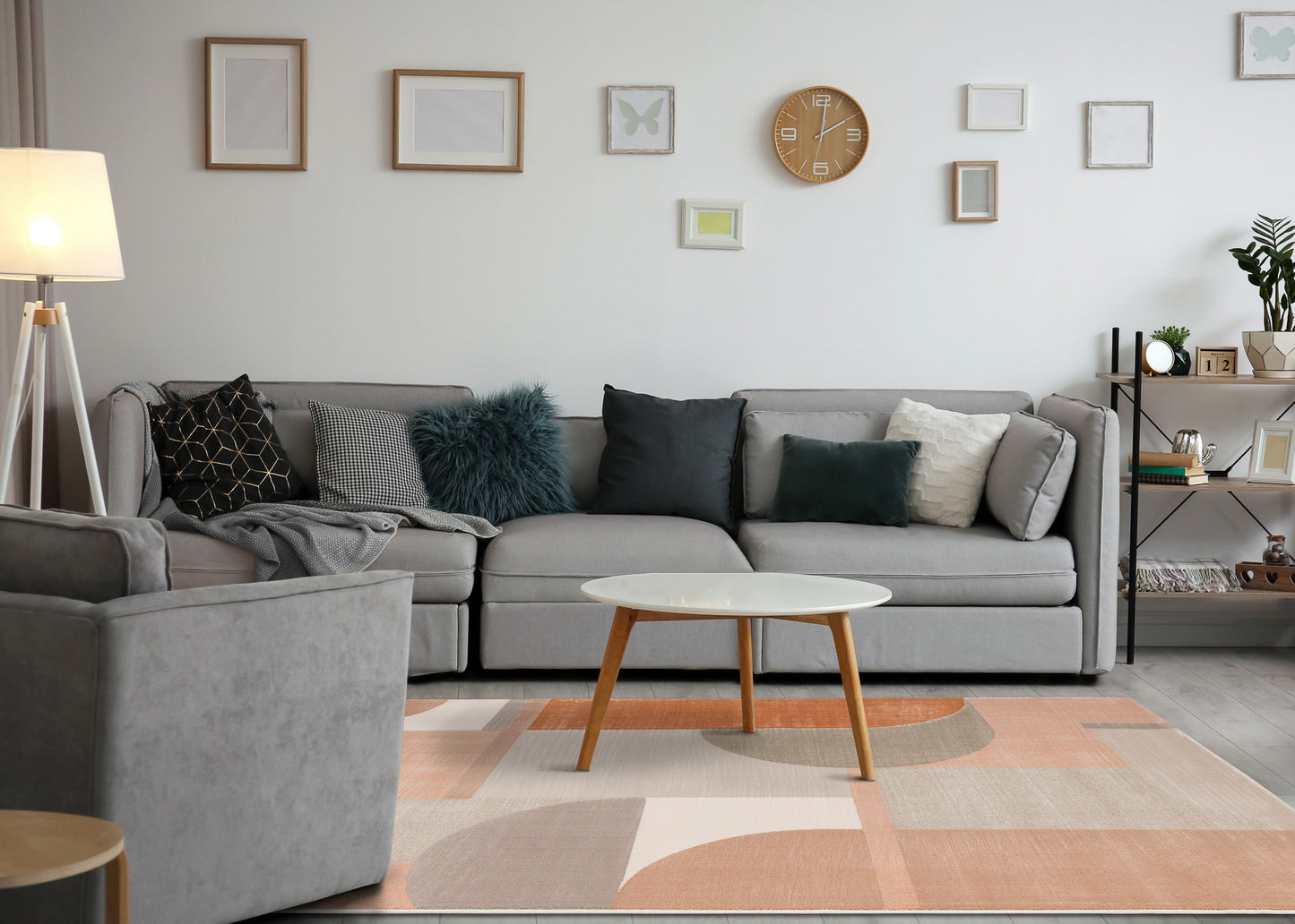 Modern Geometric Pink Area Rug
