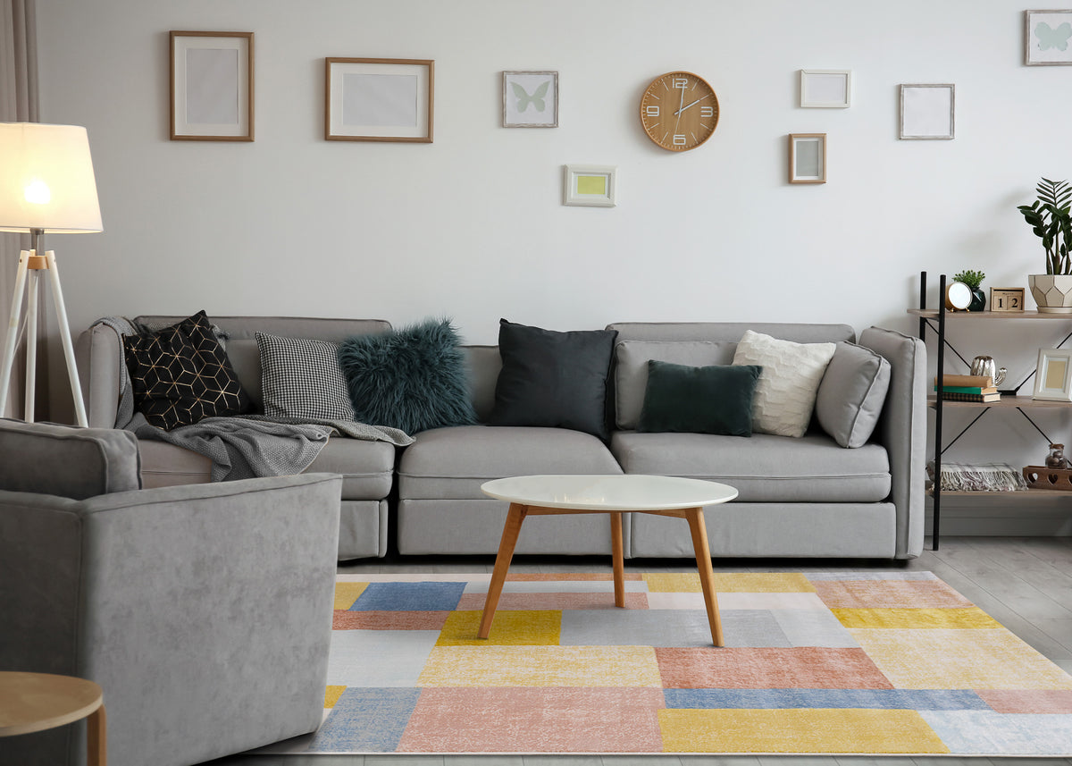 Contemporary Geometric Yellow Area Rug