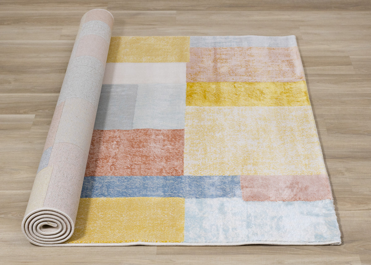 Contemporary Geometric Yellow Area Rug