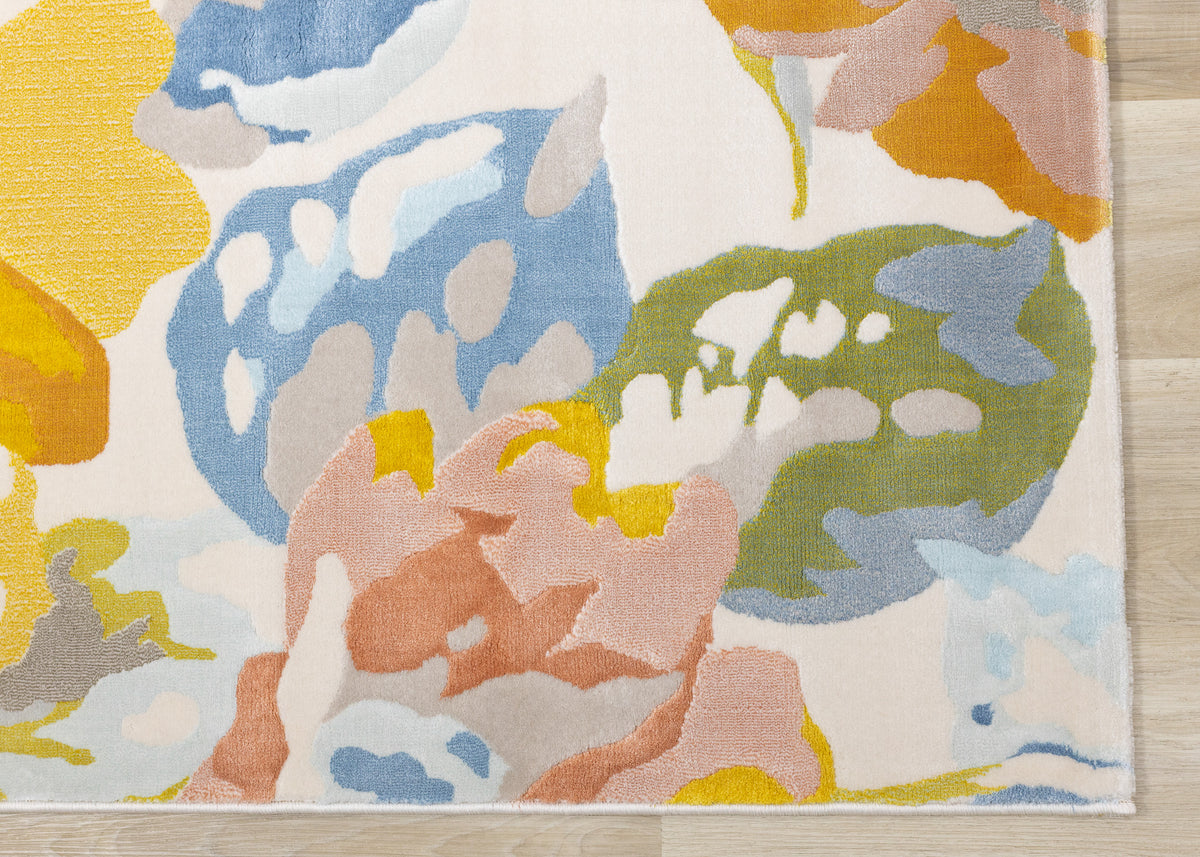 Contemporary Botanical Yellow Area Rug