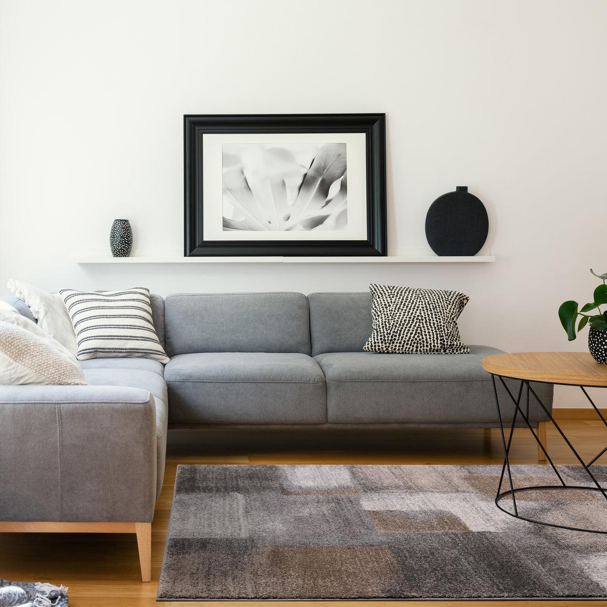 Contemporary Geometric Blue Area Rug