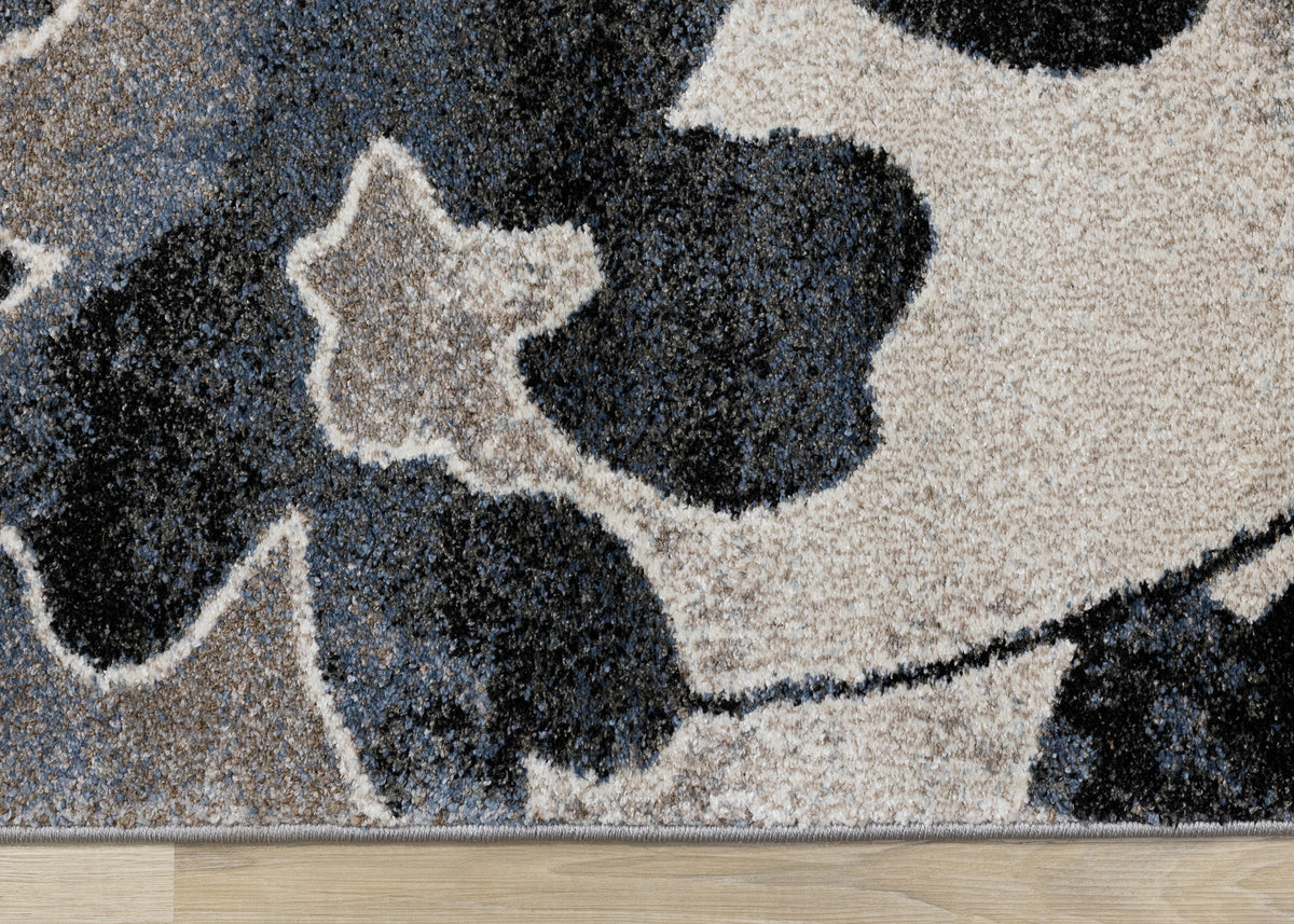 Contemporary Botanical Blue Area Rug