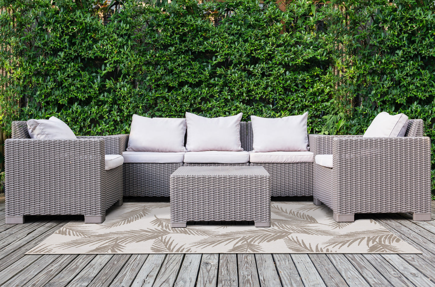Contemporary Botanical Taupe Area Rug