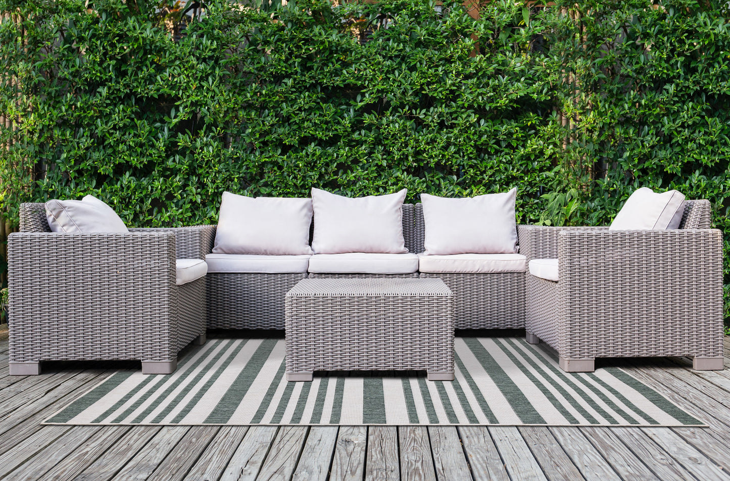Contemporary Stripes Green Area Rug