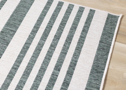 Contemporary Stripes Green Area Rug