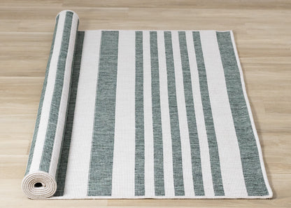 Contemporary Stripes Green Area Rug