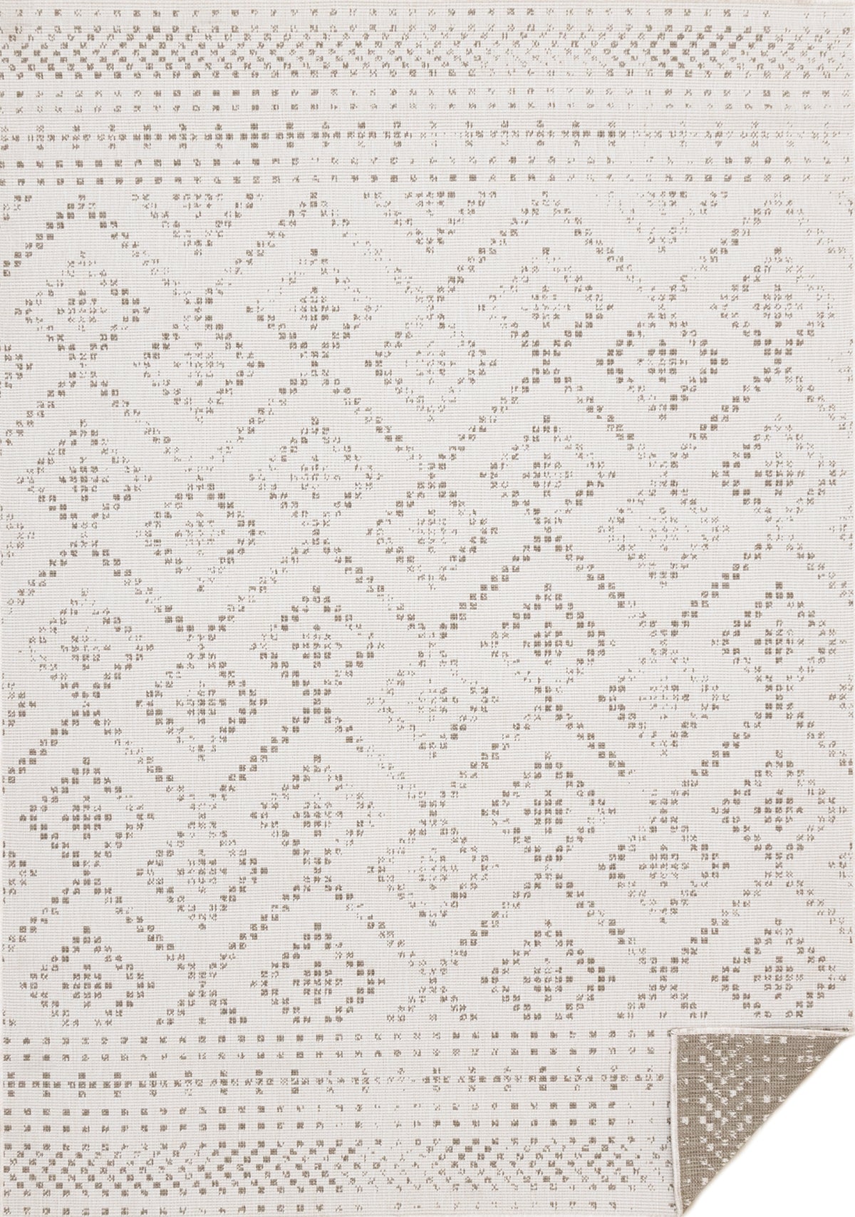 Tapis géométrique tribal style Sud-Ouest taupe