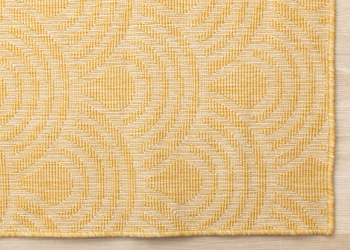 Outdoor Geometric Yellow Area Rug