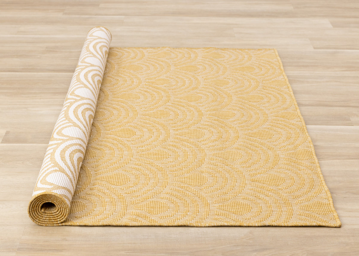 Outdoor Geometric Yellow Area Rug