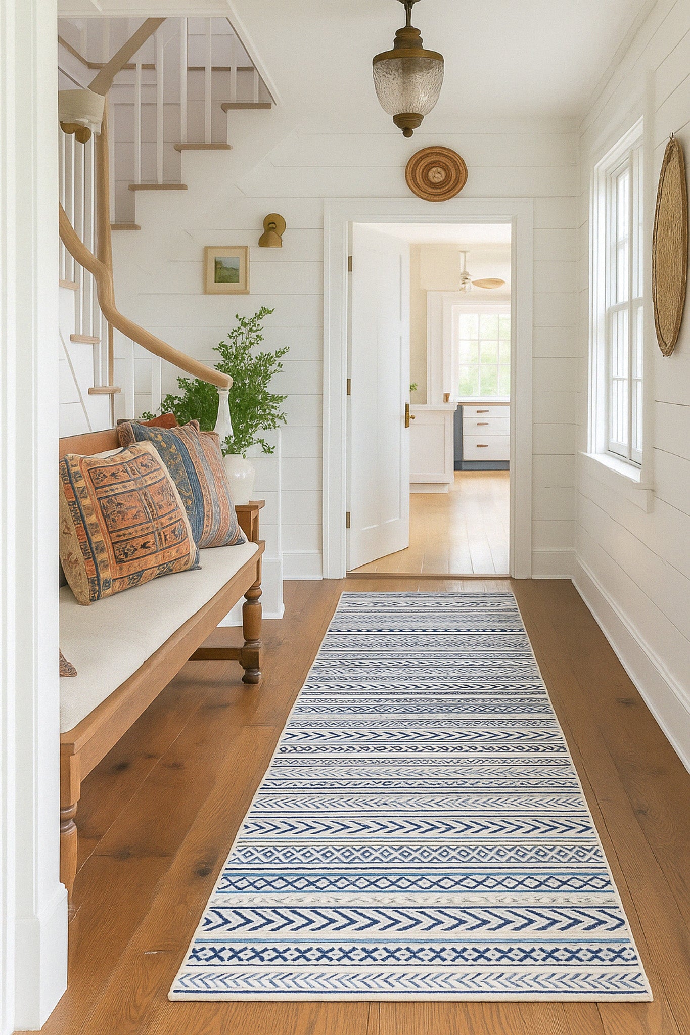 Tapis bleu contemporain Havana Boho