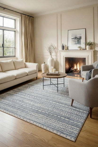 Havana Boho Contemporary Blue Rug