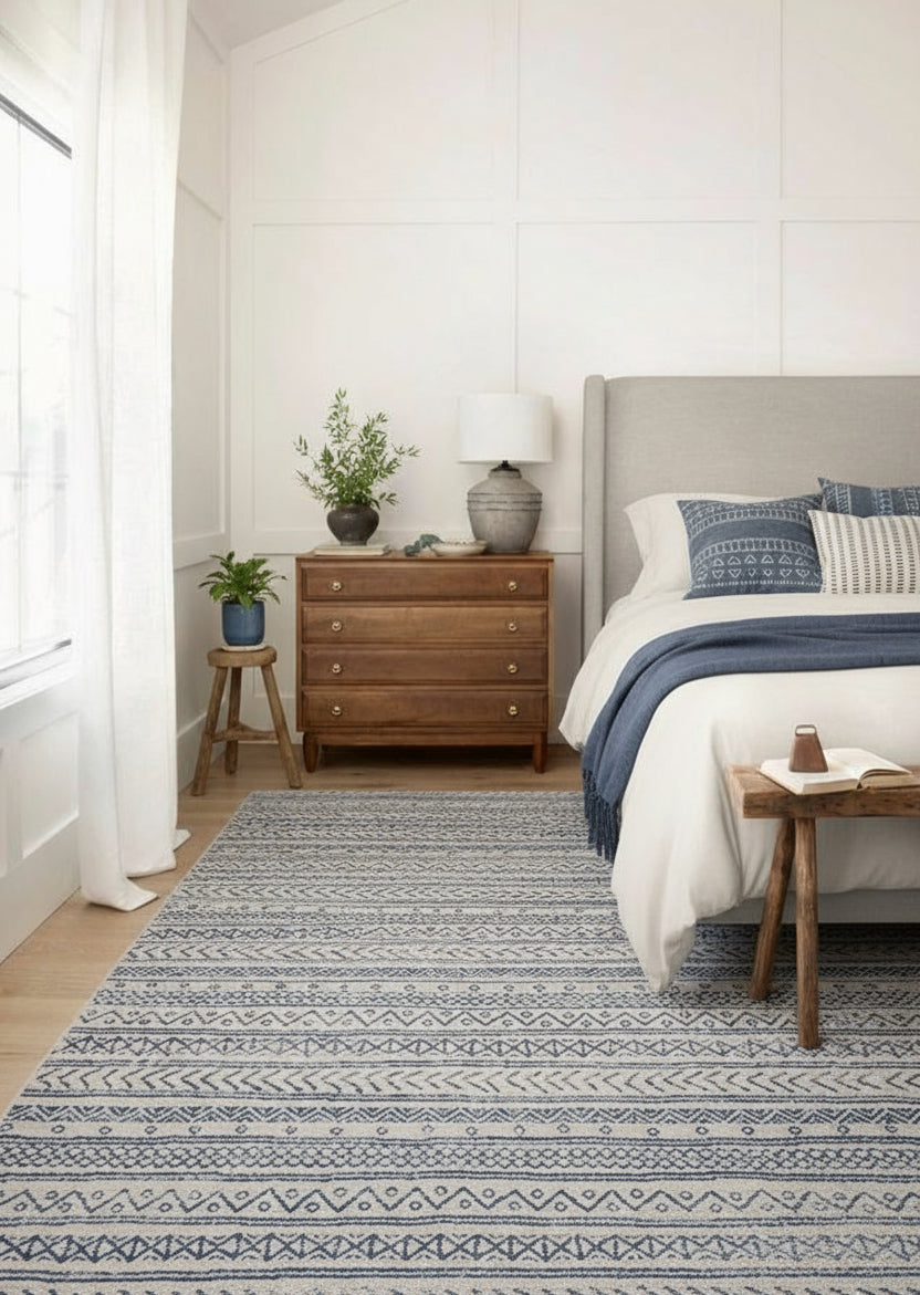 Havana Boho Contemporary Blue Rug