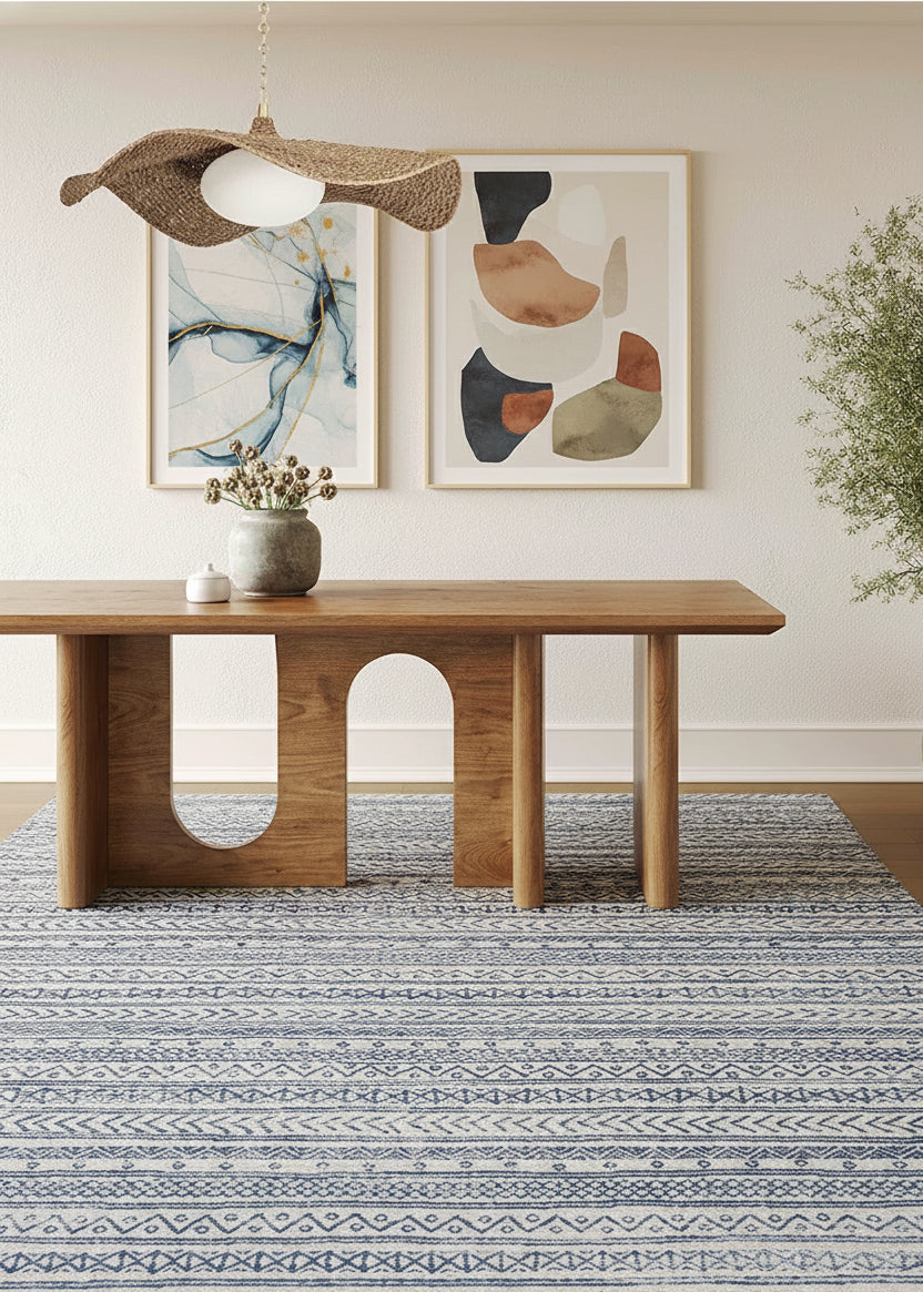 Havana Boho Contemporary Blue Rug